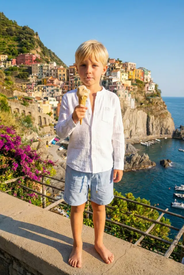 Antica Sartoria Positano FC318 camicia coreana blu cotone lino