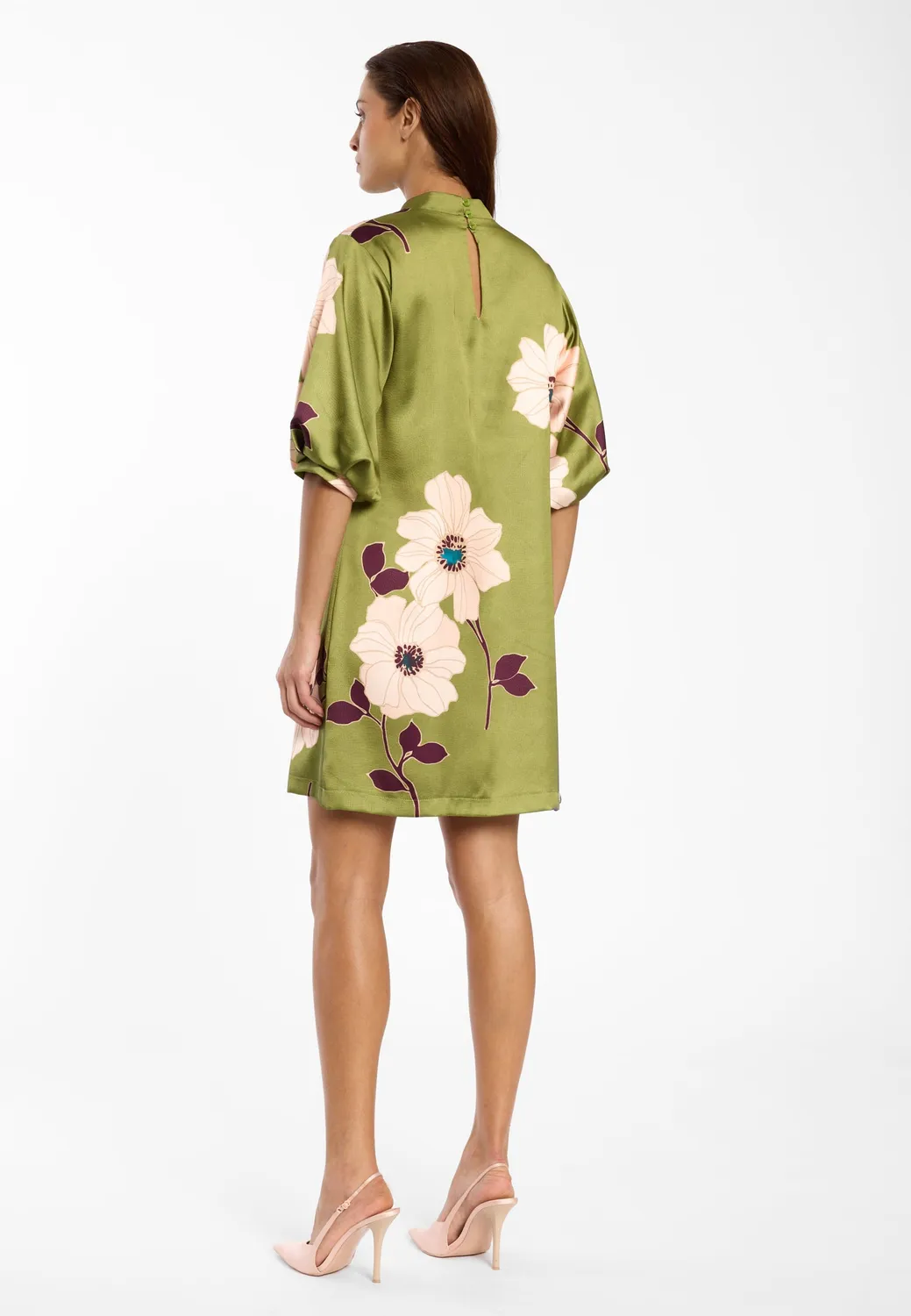 Ana Alcazar Delin abito in raso verde mini