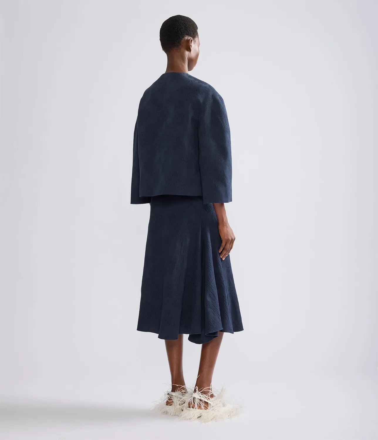 Erdem Flower Jacquard gonna midi blu ricamata