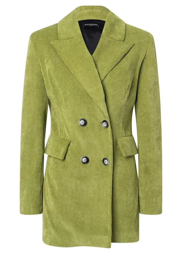Ana Alcazar Sasa blazer lungo velluto lime