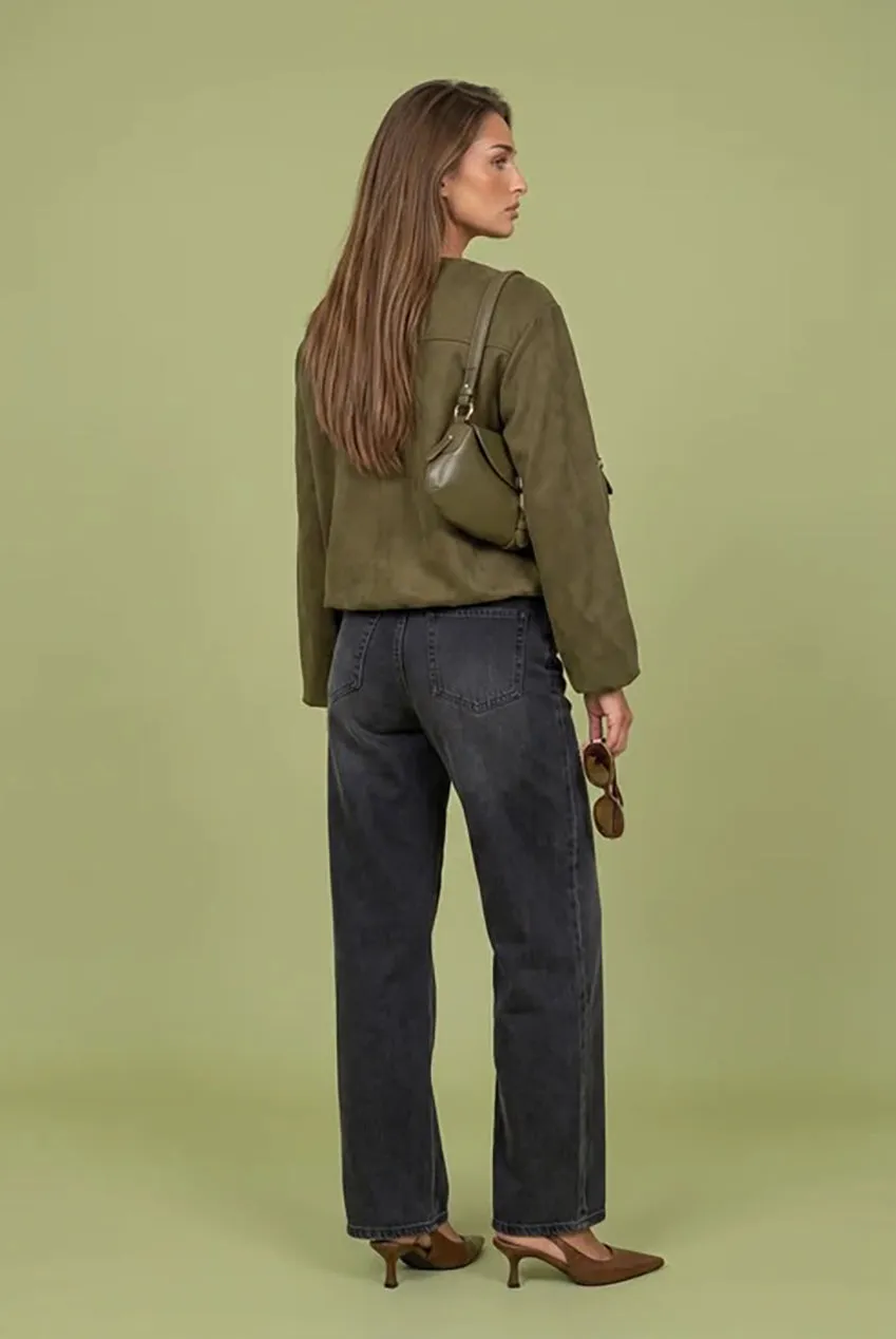 Urban Bliss Bubble Hem giacca kaki scamosciata