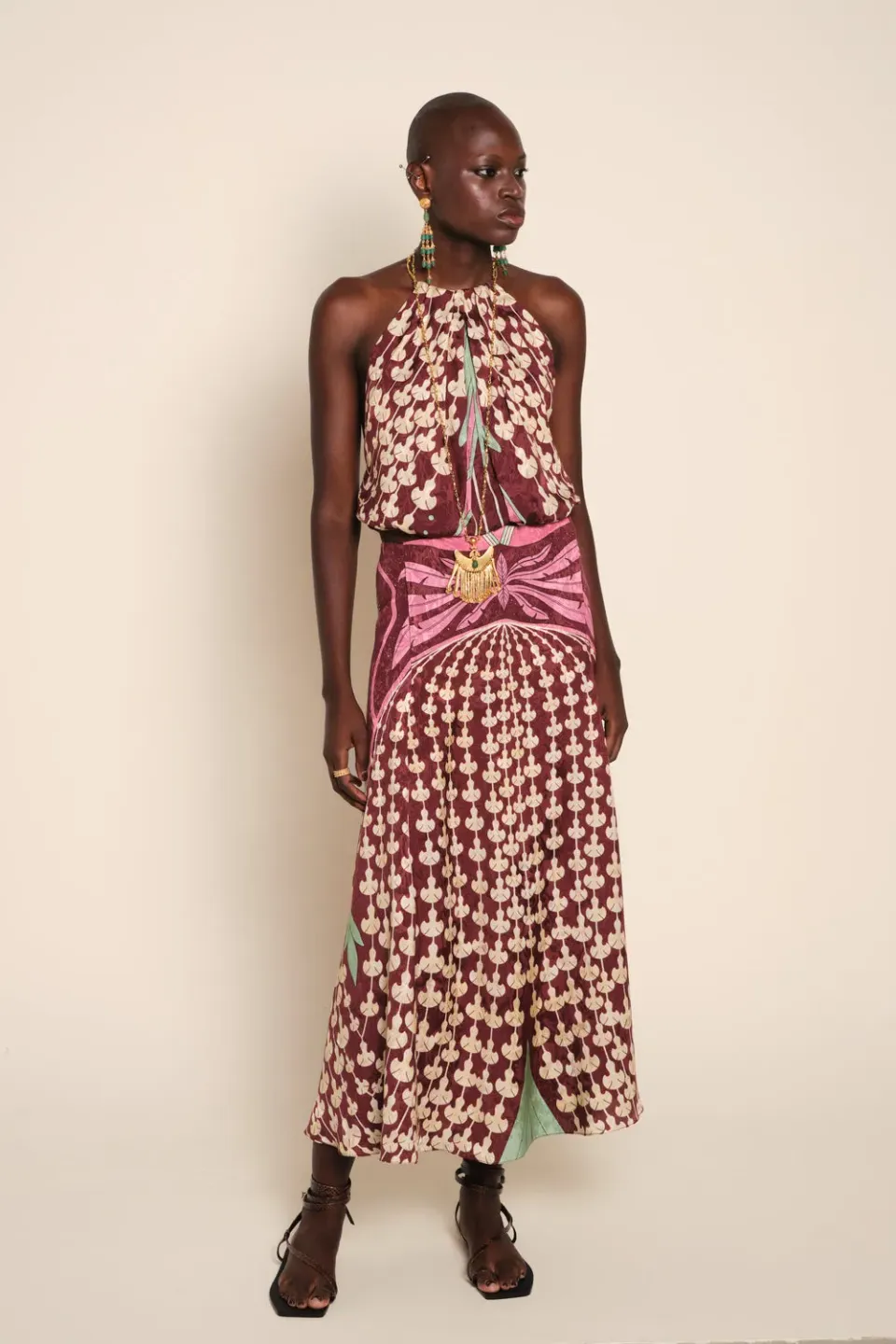 Johanna Ortiz Encanto De Isla gonna vino jacquard