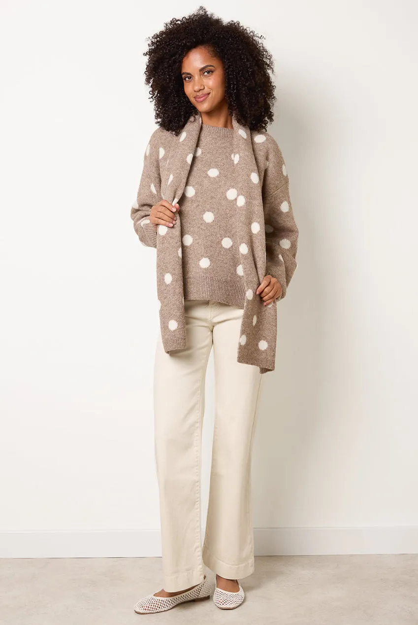 Blue Vanilla Maglione Pois Mocha con Sciarpa