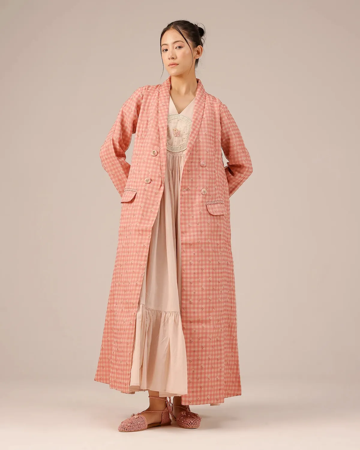 Our Dve Merry Berry vestito rosa cotone lungo
