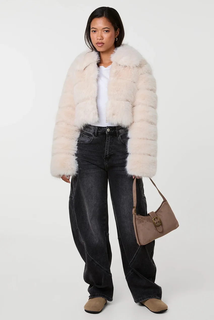 Pink Vanilla Faux Fur cappotto corto crema S/M