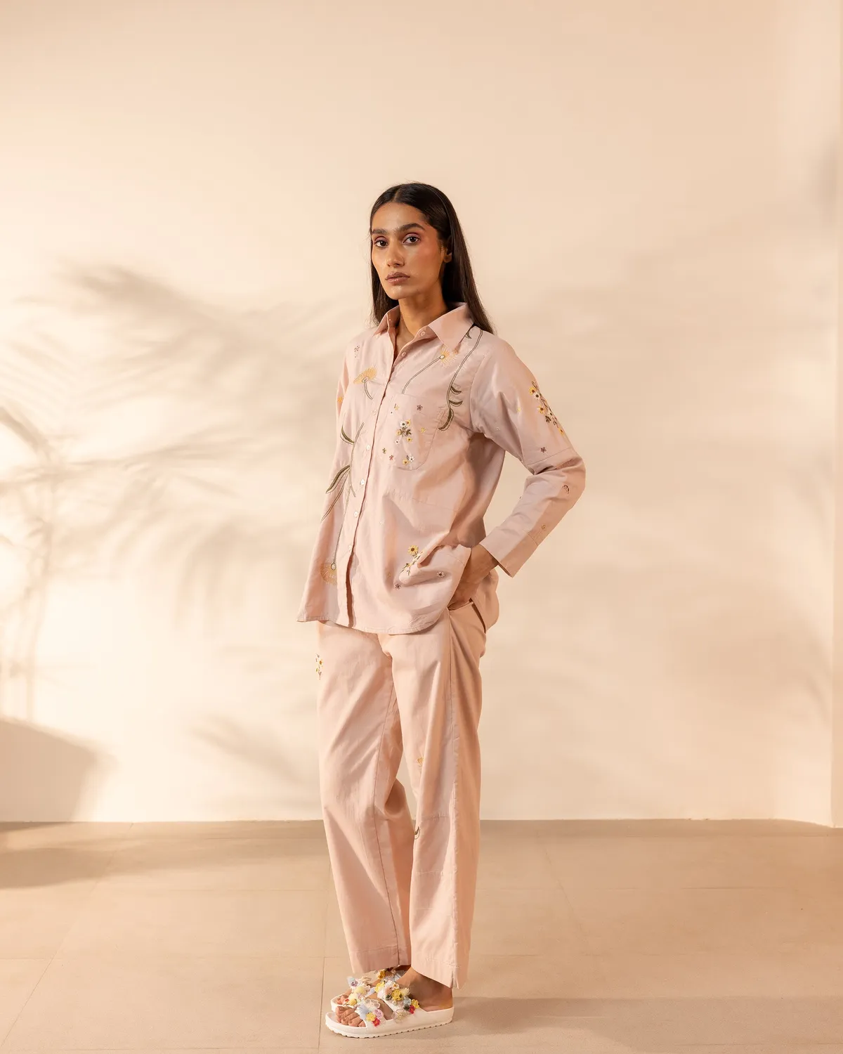 Our Dve Apricot pantaloni rosa cotone dritti