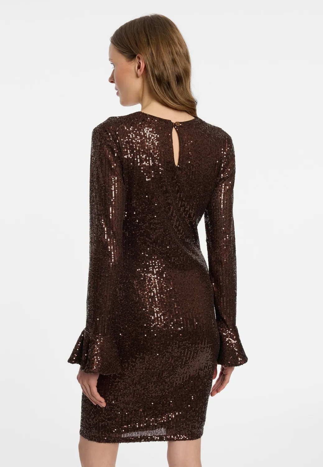 Ana Alcazar Evanie abito paillettes bronzo stretch