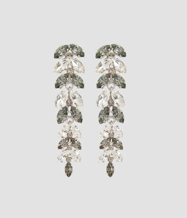 Erdem orecchini lunghi cristalli fiore argento