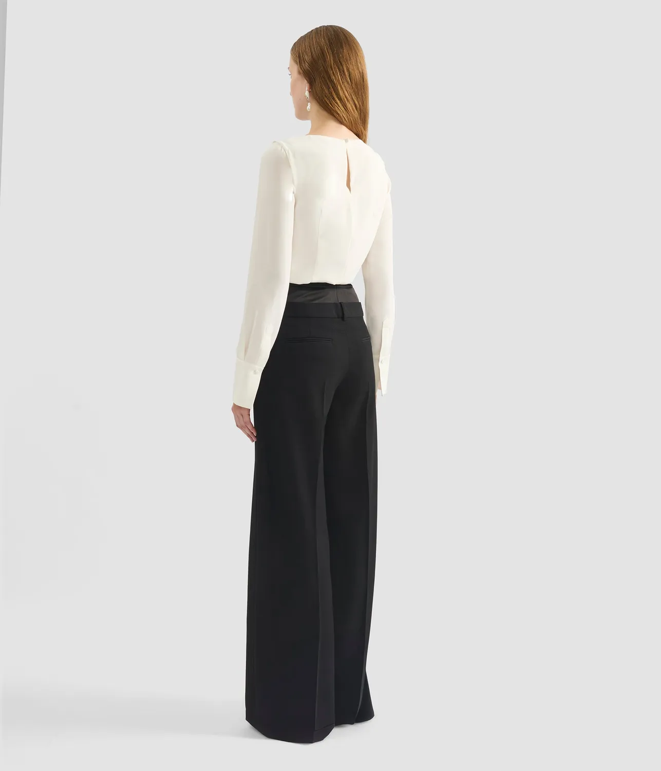 Erdem Draped Satin Cady Long Sleeve Blouse blusa avorio
