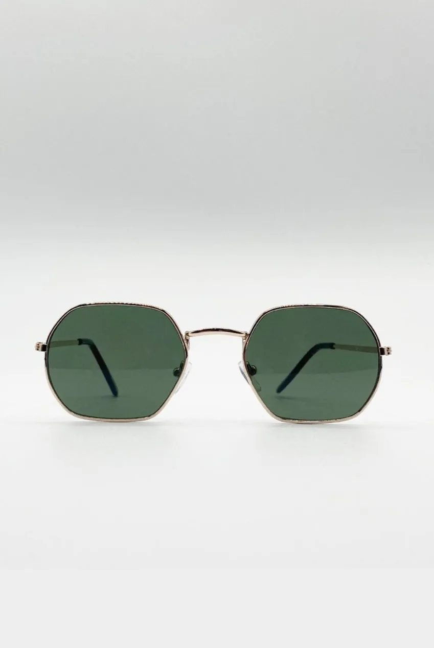 SVNX SG2607924 occhiali sole oro esagonali lenti verdi