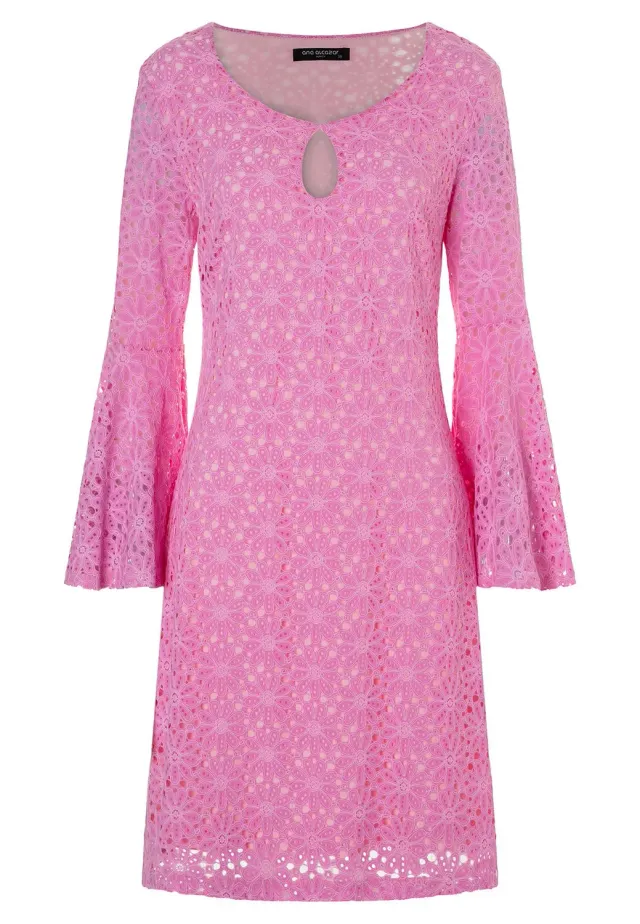 Ana Alcazar Wafia tunica pizzo rosa maniche tromba