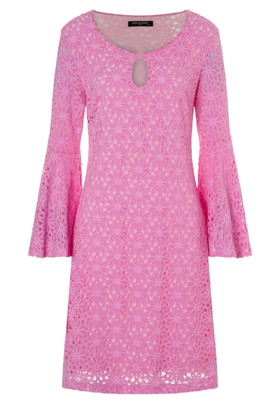 Ana Alcazar Wafia tunica pizzo rosa maniche tromba