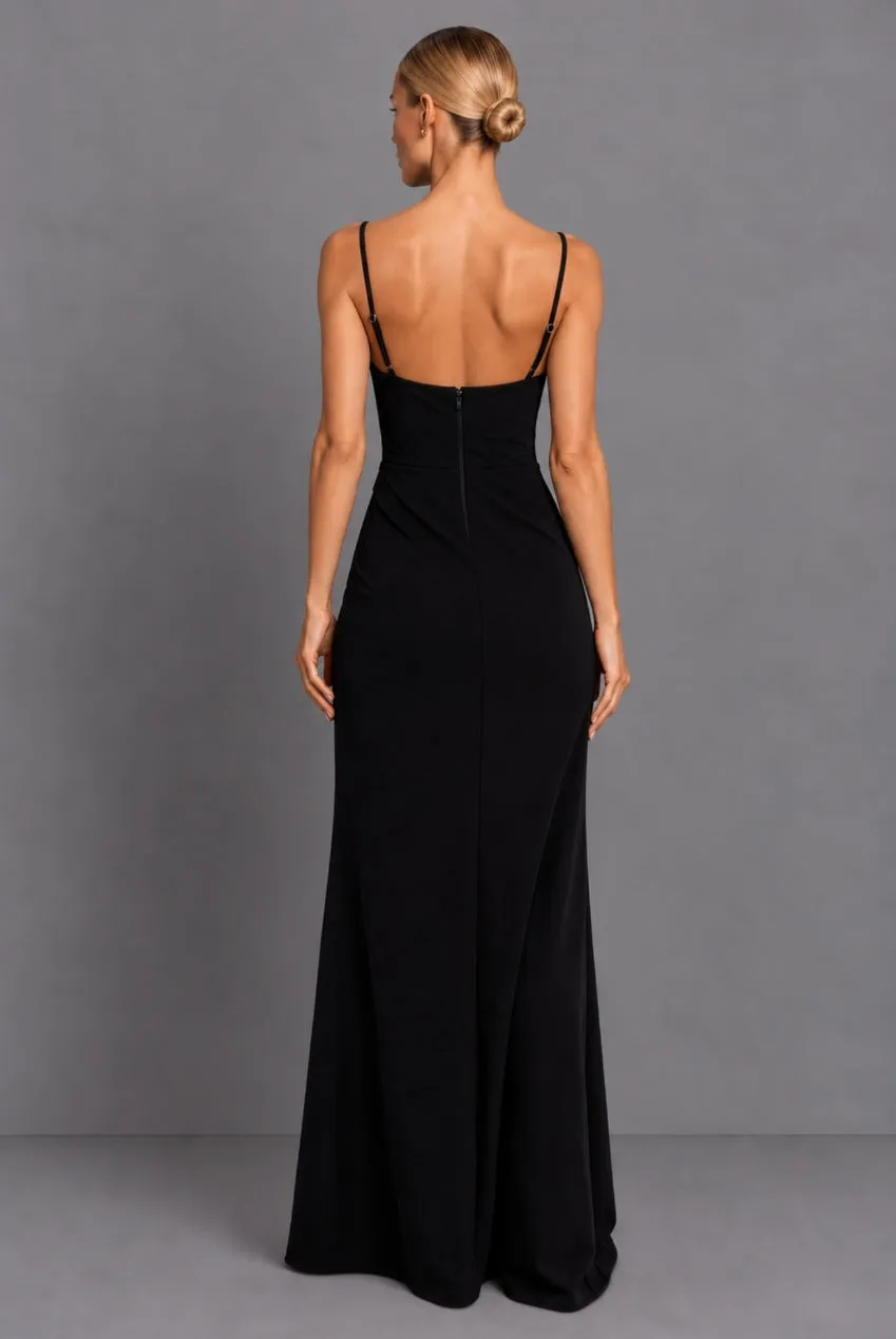 Honor Gold Christie abito maxi nero con strass