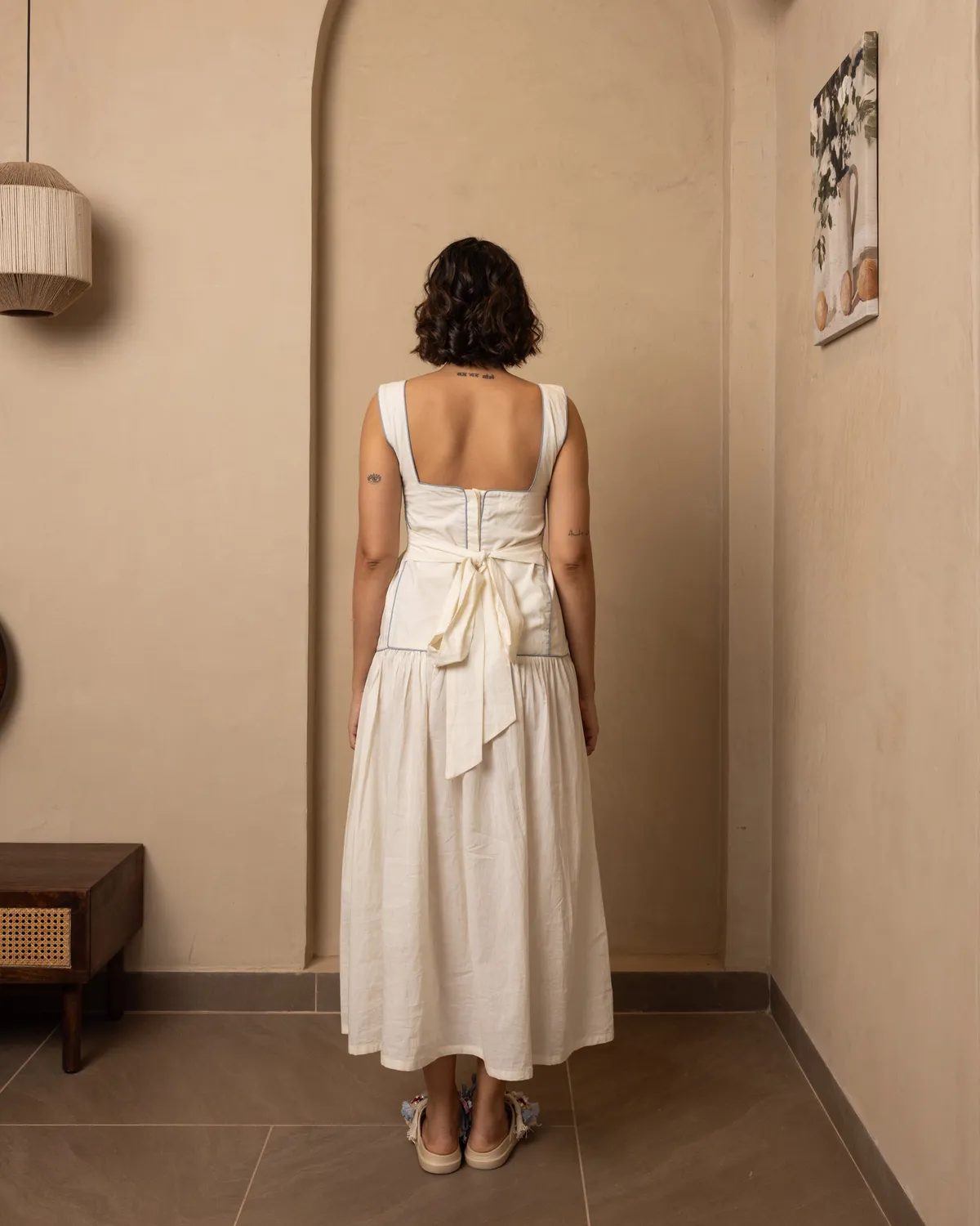 Our Dve Serene Dress abito beige XL cotone