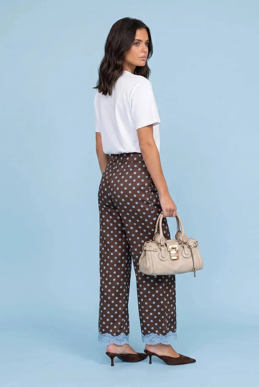 Urban Bliss Lace Spot Pantaloni Cioccolato Pizzo Pois