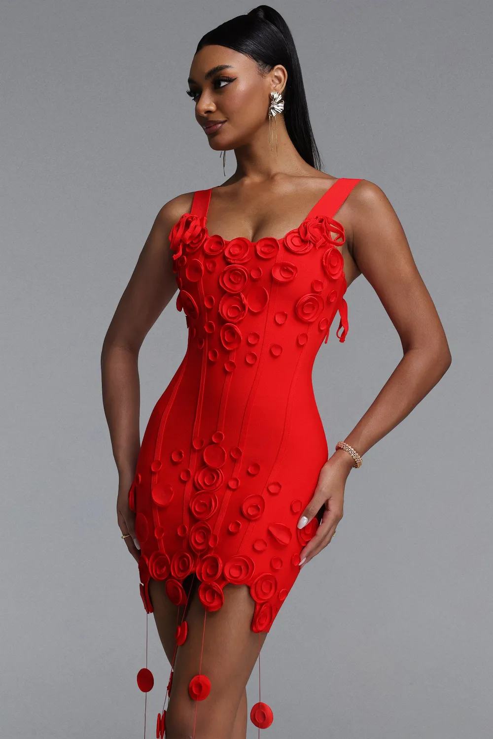 Bella Barnett Jacova abito mini rosso S bandage floreale