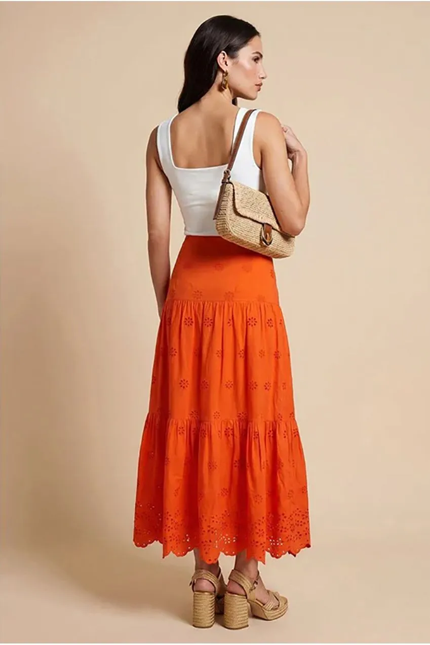 Urban Bliss Broderie gonna maxi arancione traforata