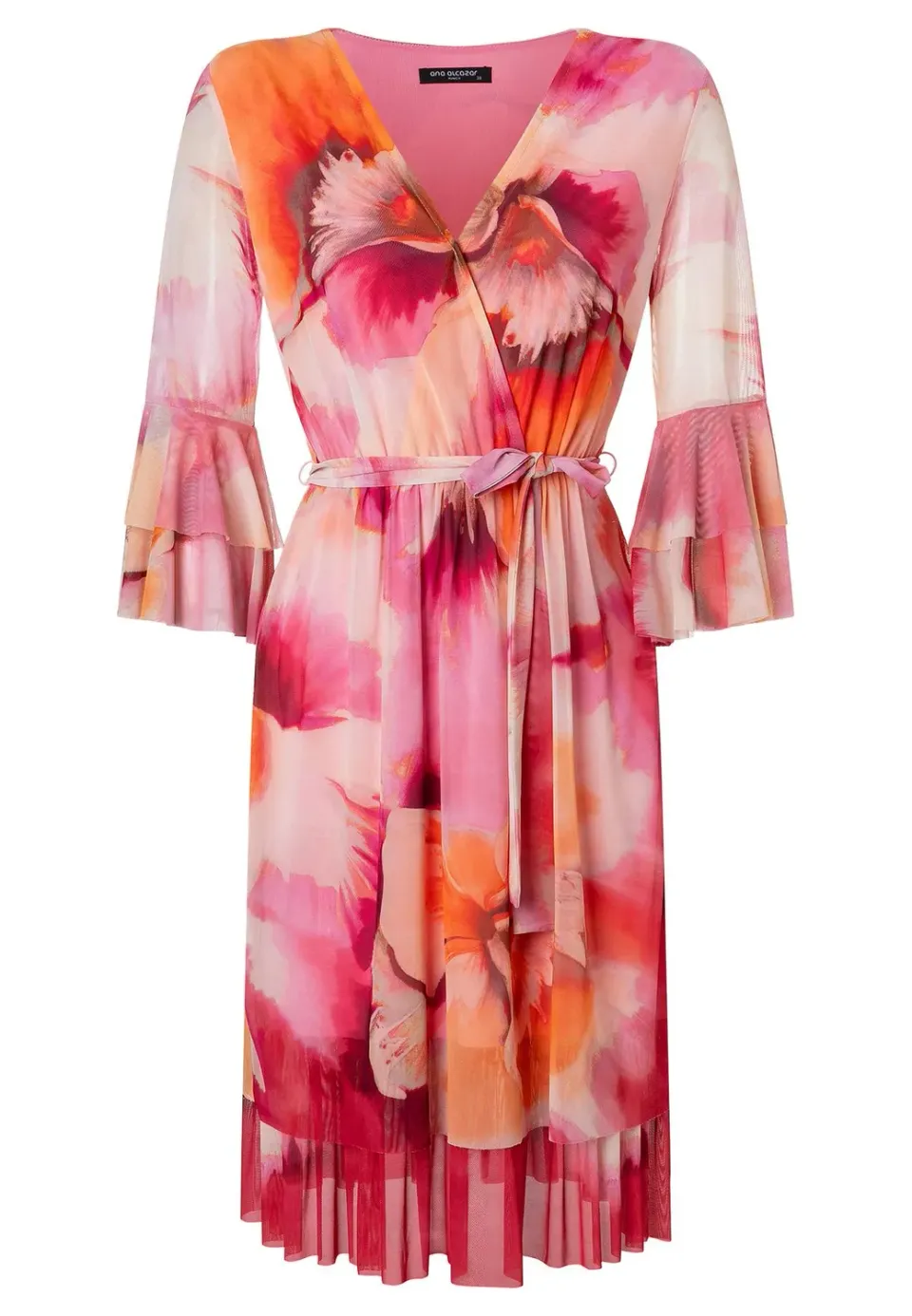 Ana Alcazar Ziana abito rosa volant mesh