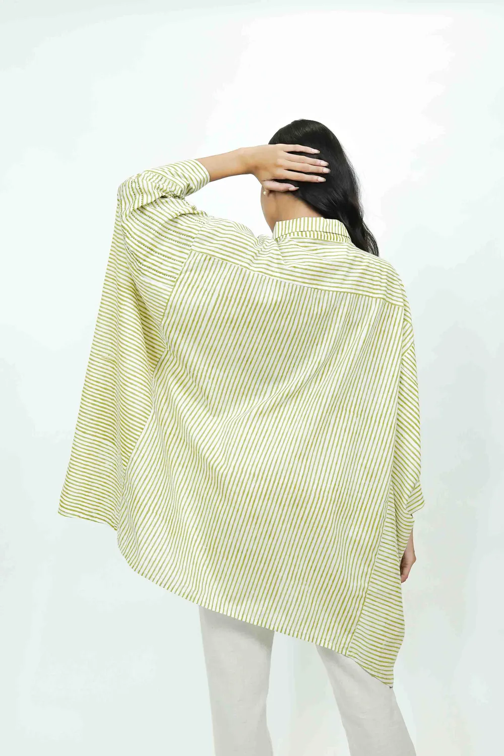 Our Dve S0018 camicia verde righe cotone