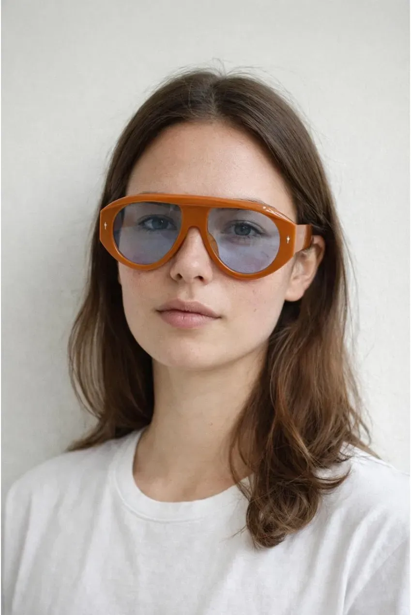 SVNX occhiali aviatore oversize arancione lente blu