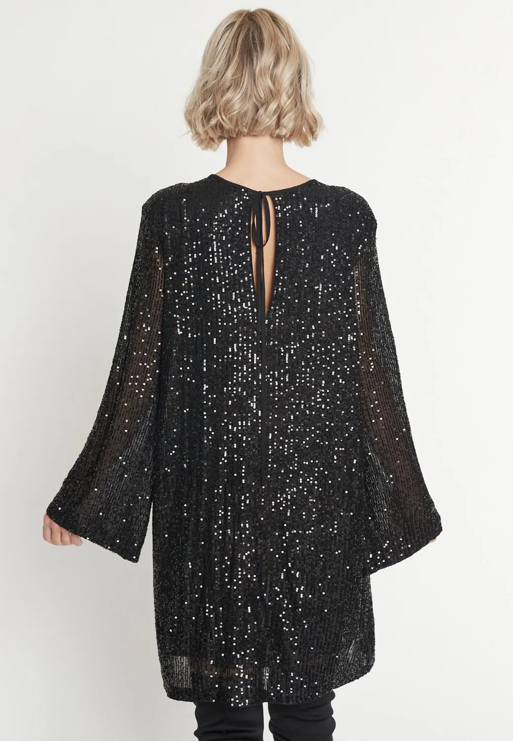 Ana Alcazar Maggy abito paillettes nero corto