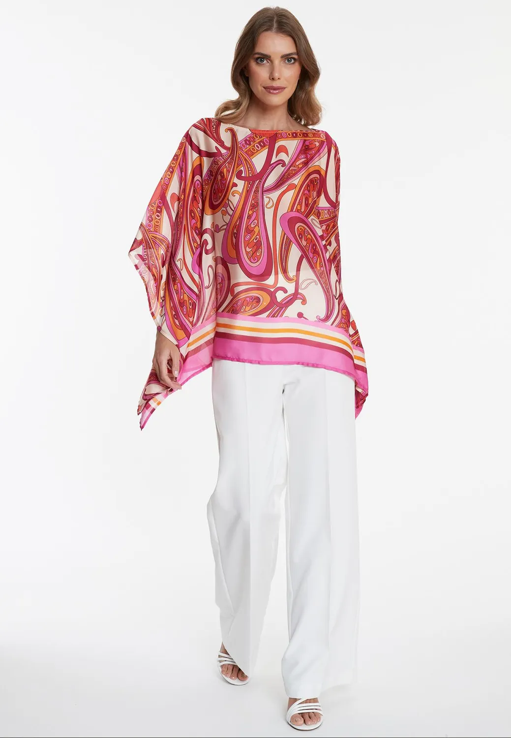 Ana Alcazar Wegosa top chiffon crema fantasia paisley ampio