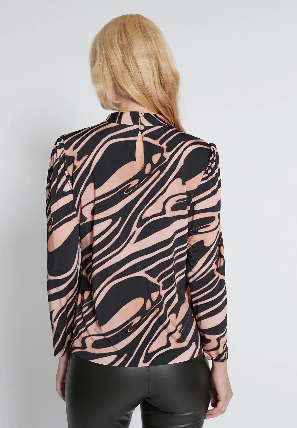 Ana Alcazar Hiddi camicia collo alto fantasia