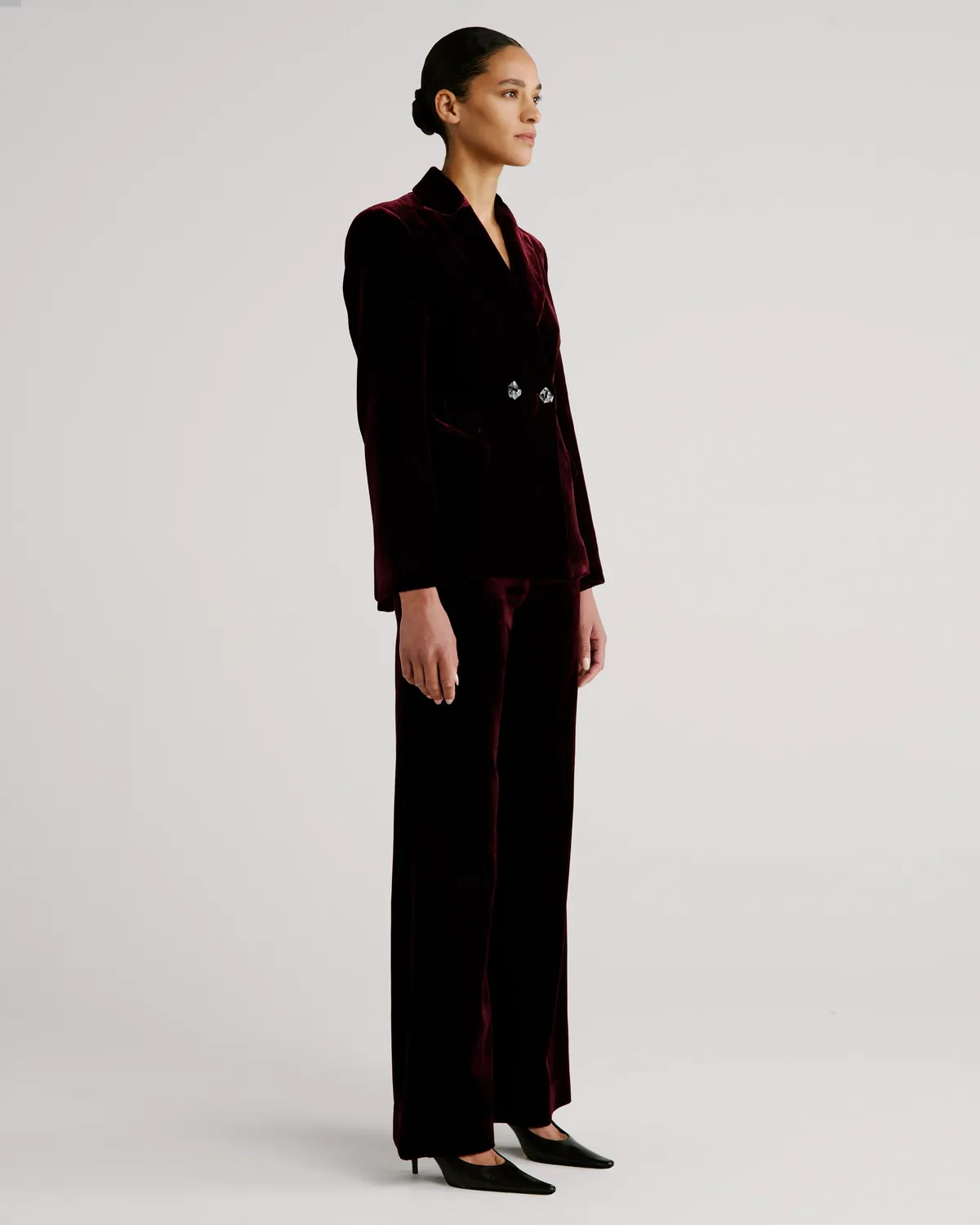 Violante Nessi Burri blazer bordeaux velluto seta IT 42