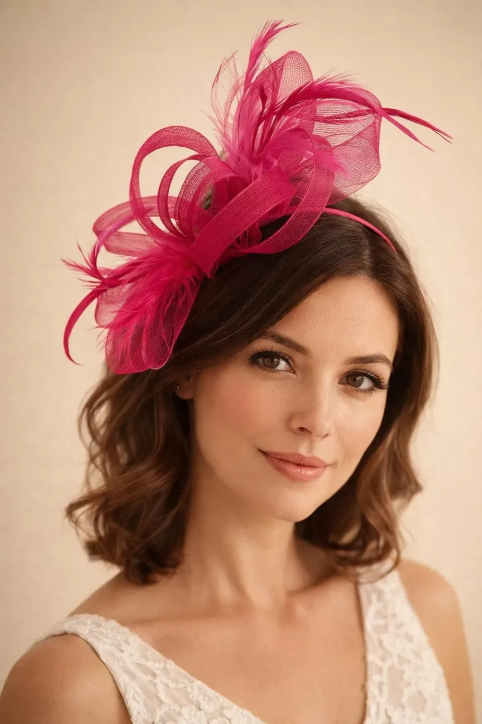 SVNX Bow Feather fascinator rosa piume 20x19 cm