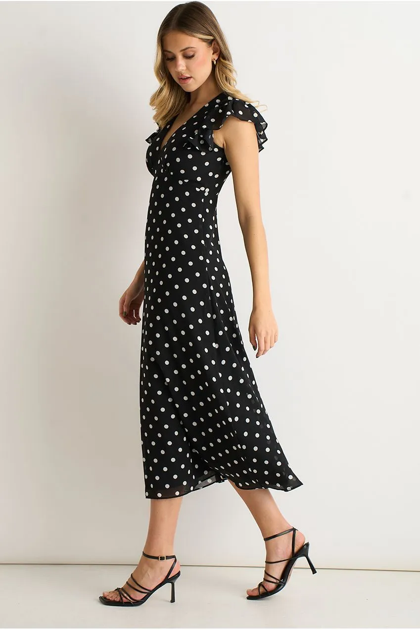 Gini London Skater abito midi nero 12 scollo a V
