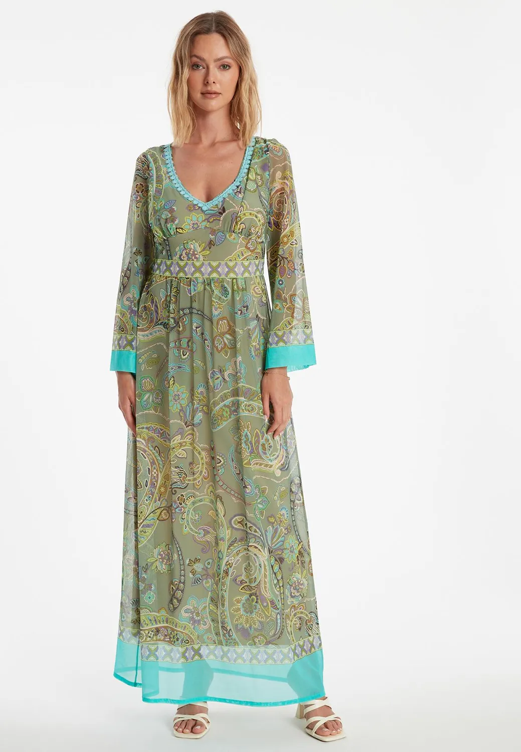 Ana Alcazar Zikora abito lungo paisley verde