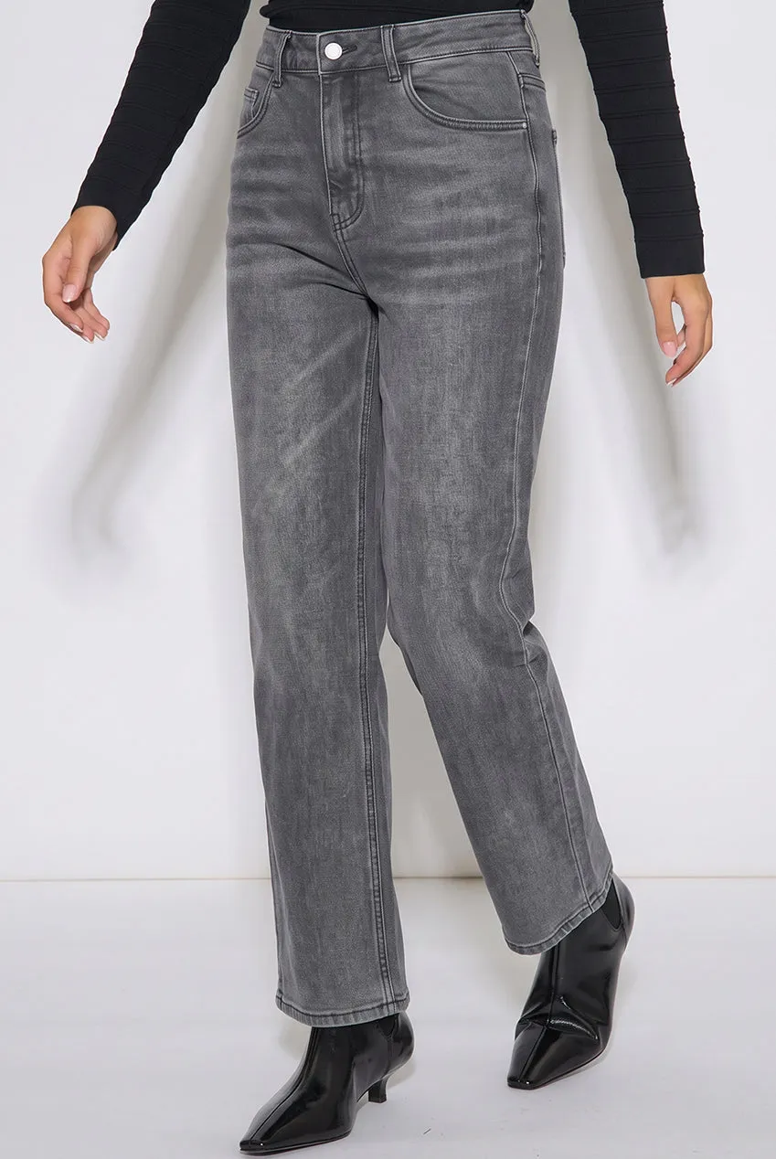 Gini London Grey Mid Rise Straight Leg jeans grigi dritti