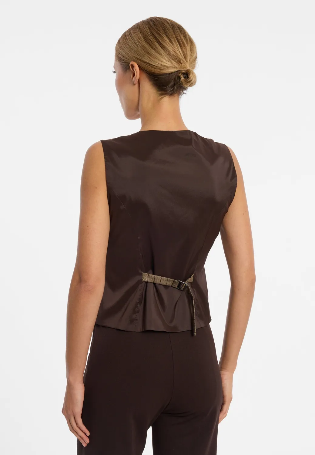 Ana Alcazar Enlivaris gilet gessato marrone