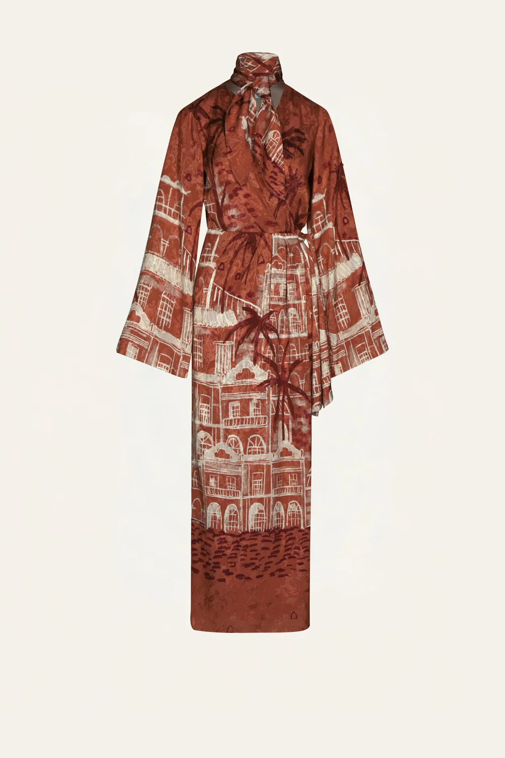 Johanna Ortiz Ollantay abito midi jacquard marsala