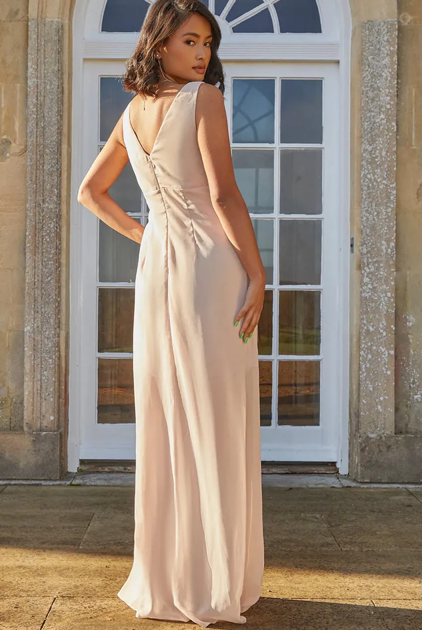 Chi Chi London Knot Detail abito maxi champagne curvy