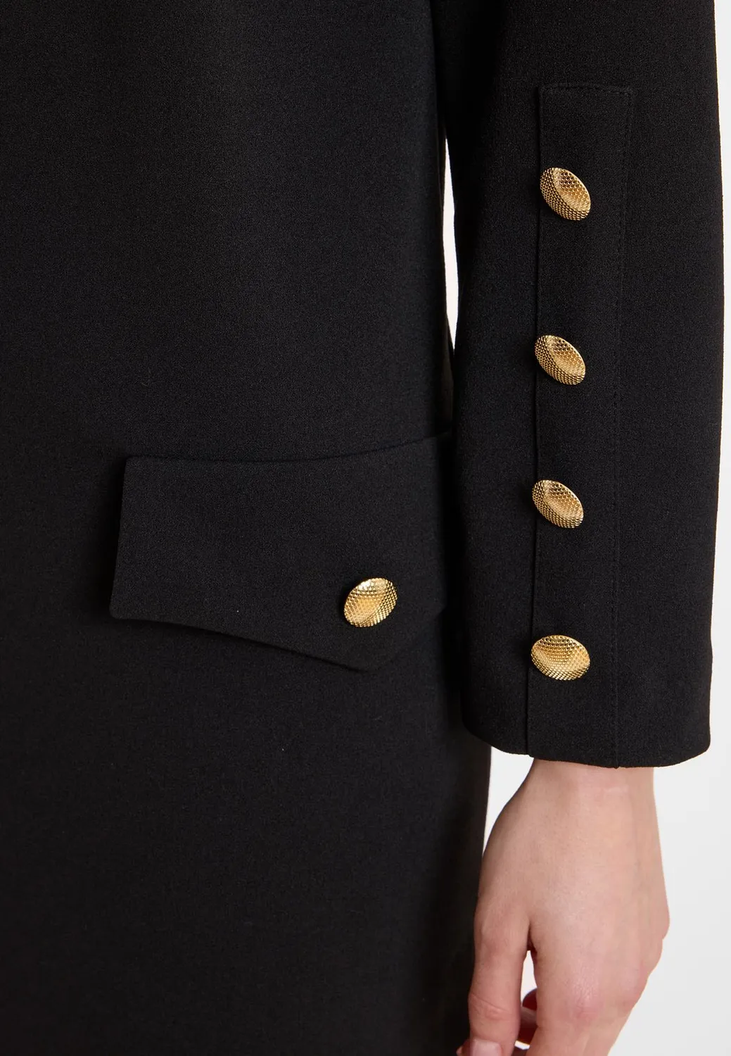 Ana Alcazar Afemi abito camicia midi nero bottoni oro