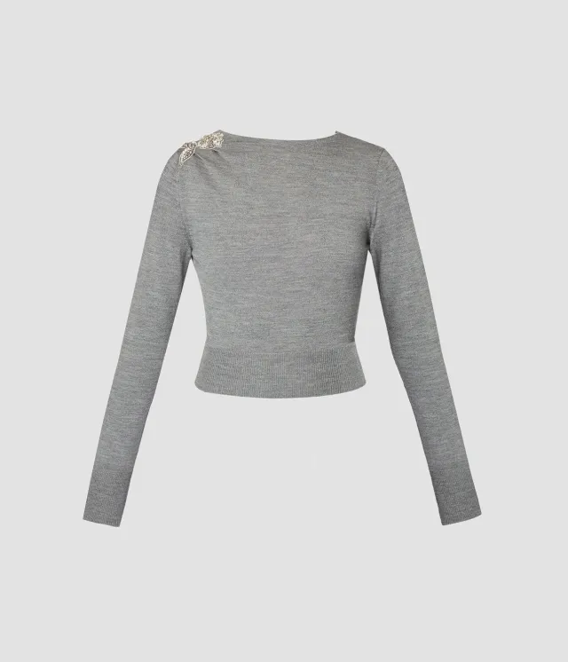 Erdem Drape Detail Knit Jumper maglione lana grigio