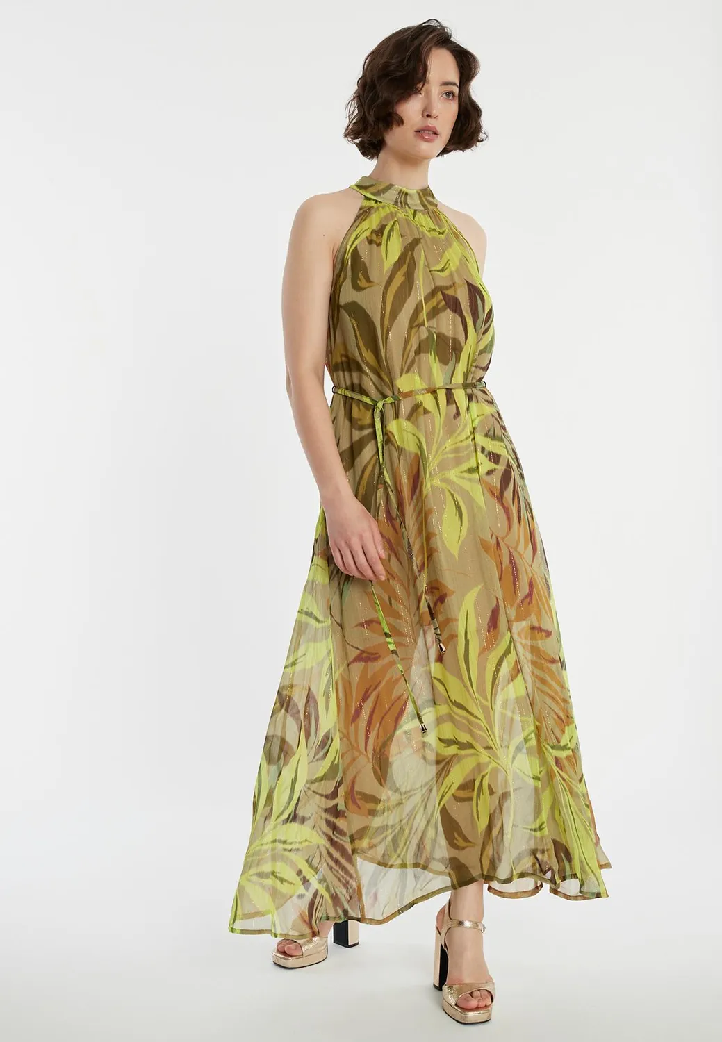 Ana Alcazar Zeppa abito lungo chiffon verde