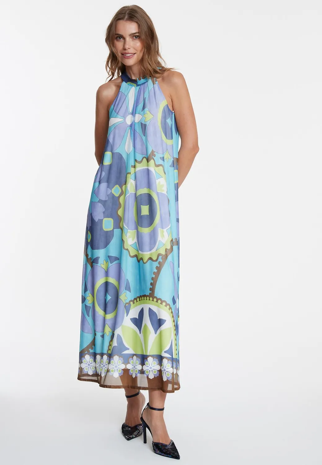 Ana Alcazar Wemonti abito maxi azzurro fiori