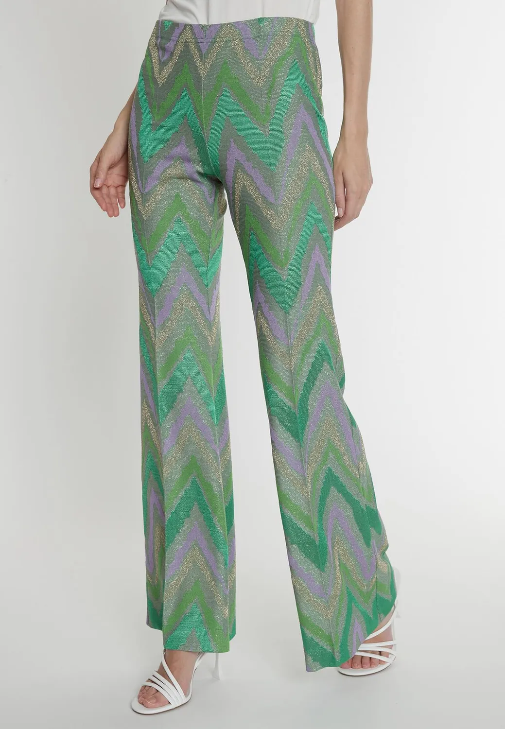 Ana Alcazar Pitora pantaloni zampa lurex verde
