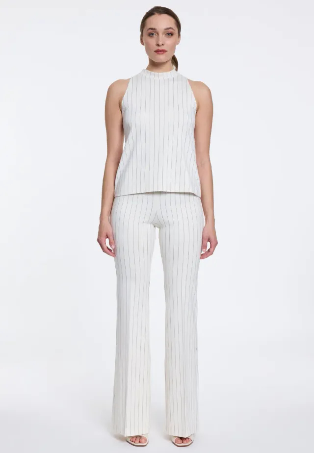 Ana Alcazar Draya top gessato bianco elegante