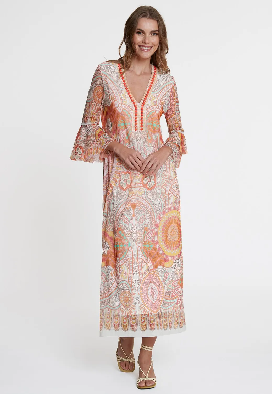 Ana Alcazar Welona abito caftano maxi paisley
