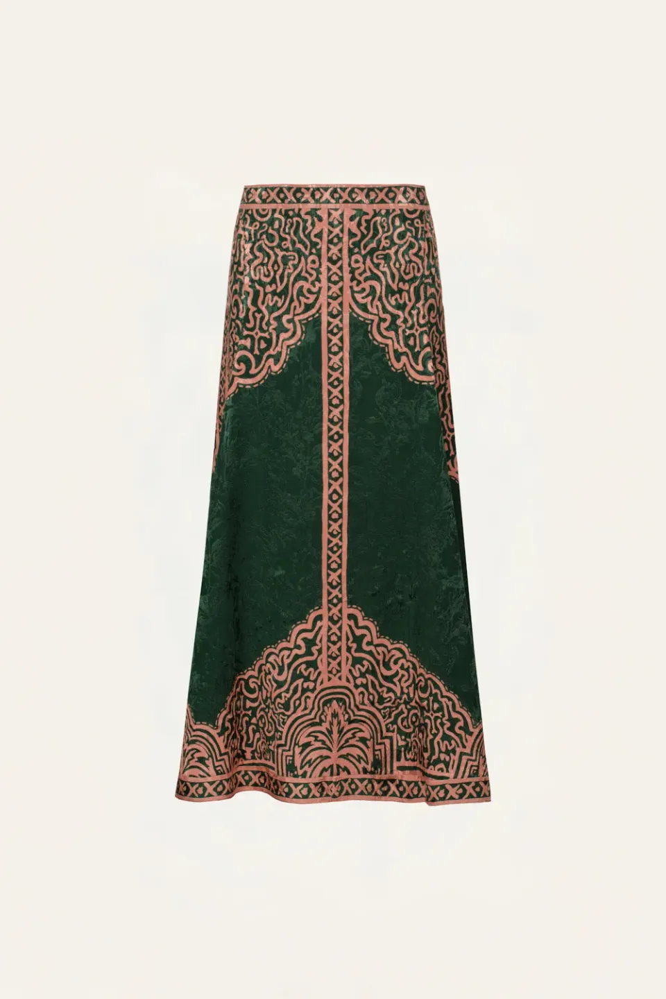 Johanna Ortiz Encanto De Isla Gonna Midi Verde Salmone