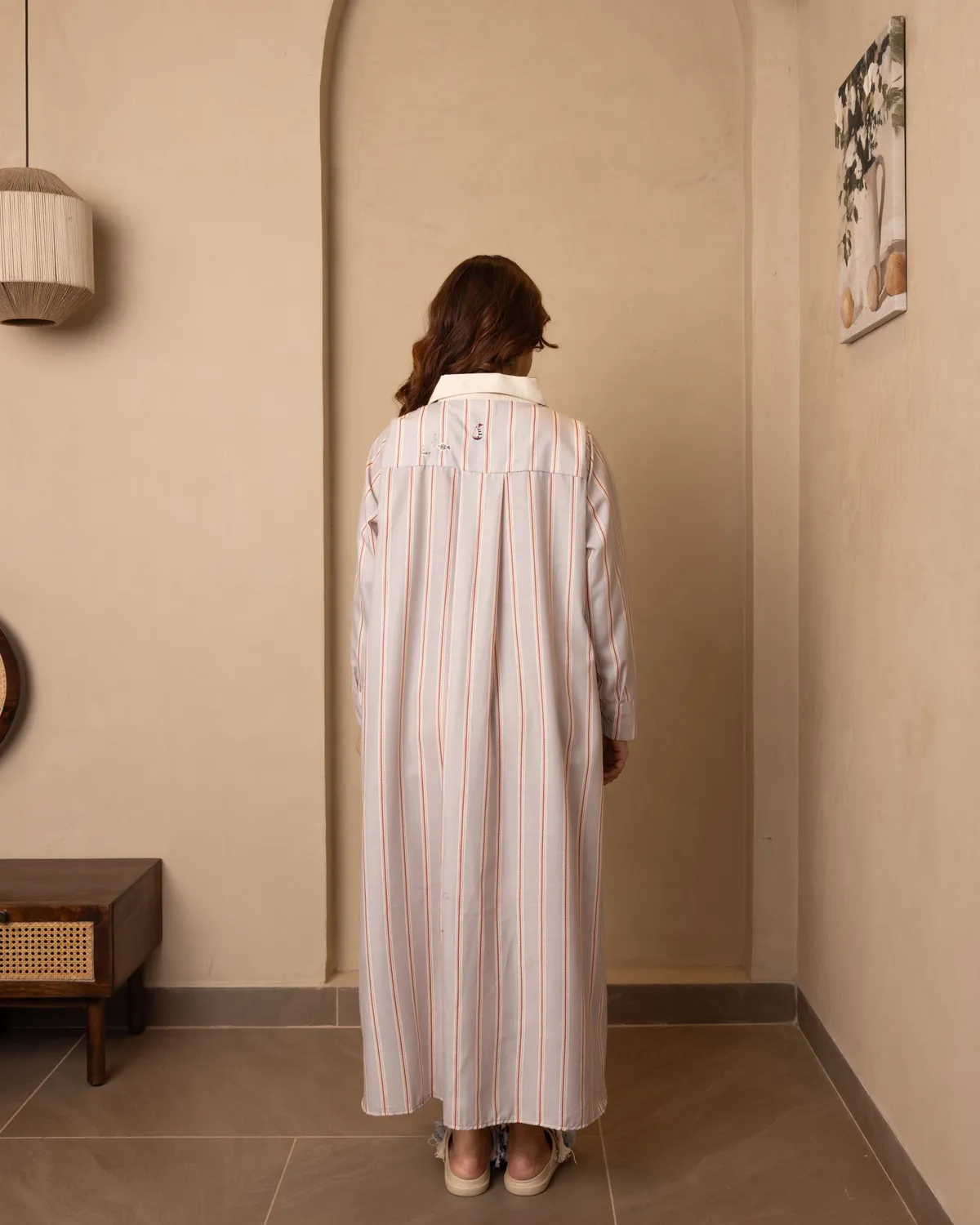 Our Dve Marina abito camicia beige grigio luglio