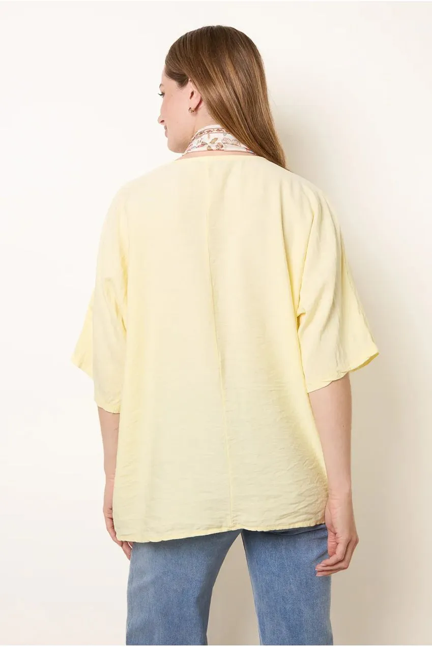Blue Vanilla top limone viscosa con foulard taglia unica