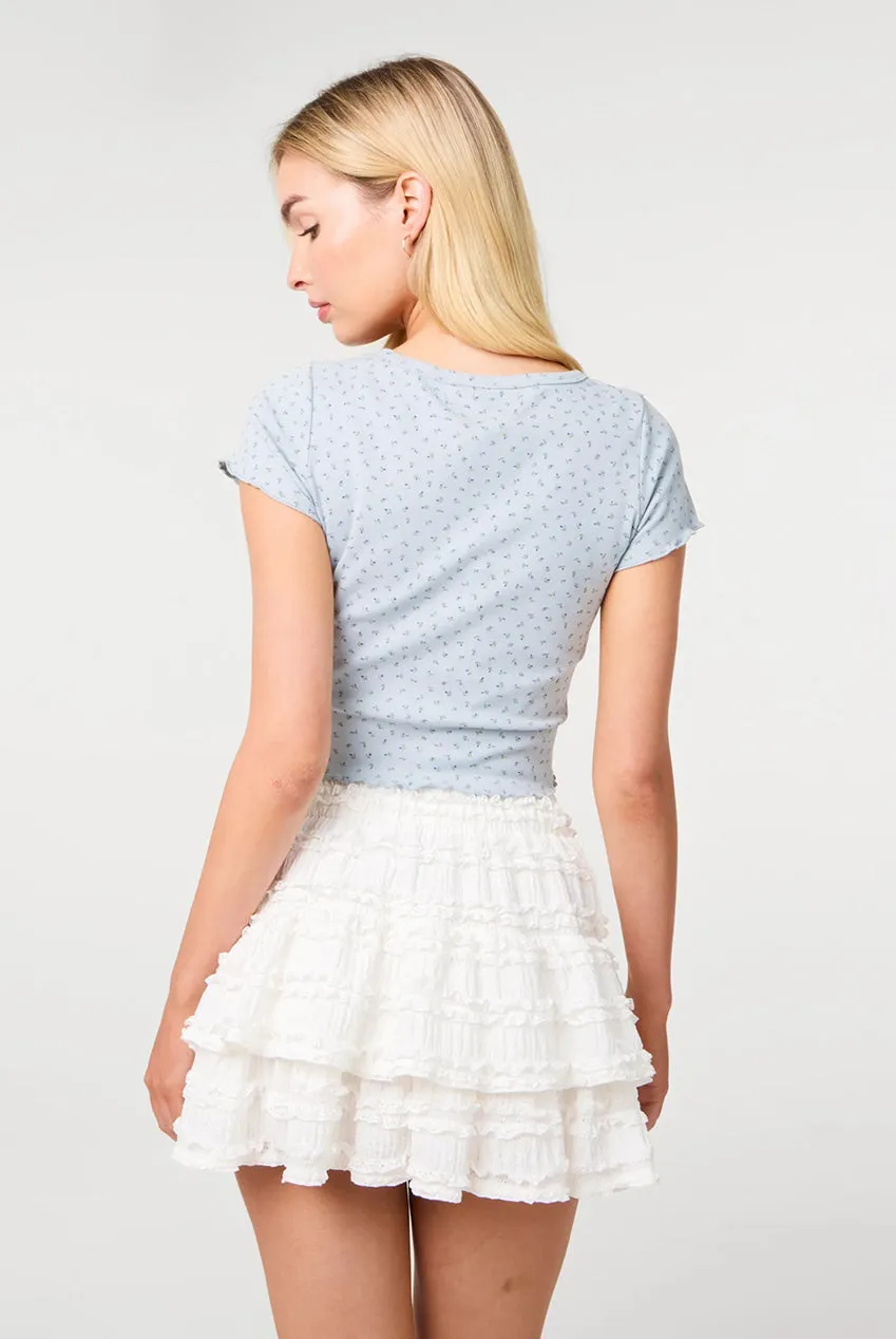 Pink Vanilla Ditsy Print t-shirt floreale blu