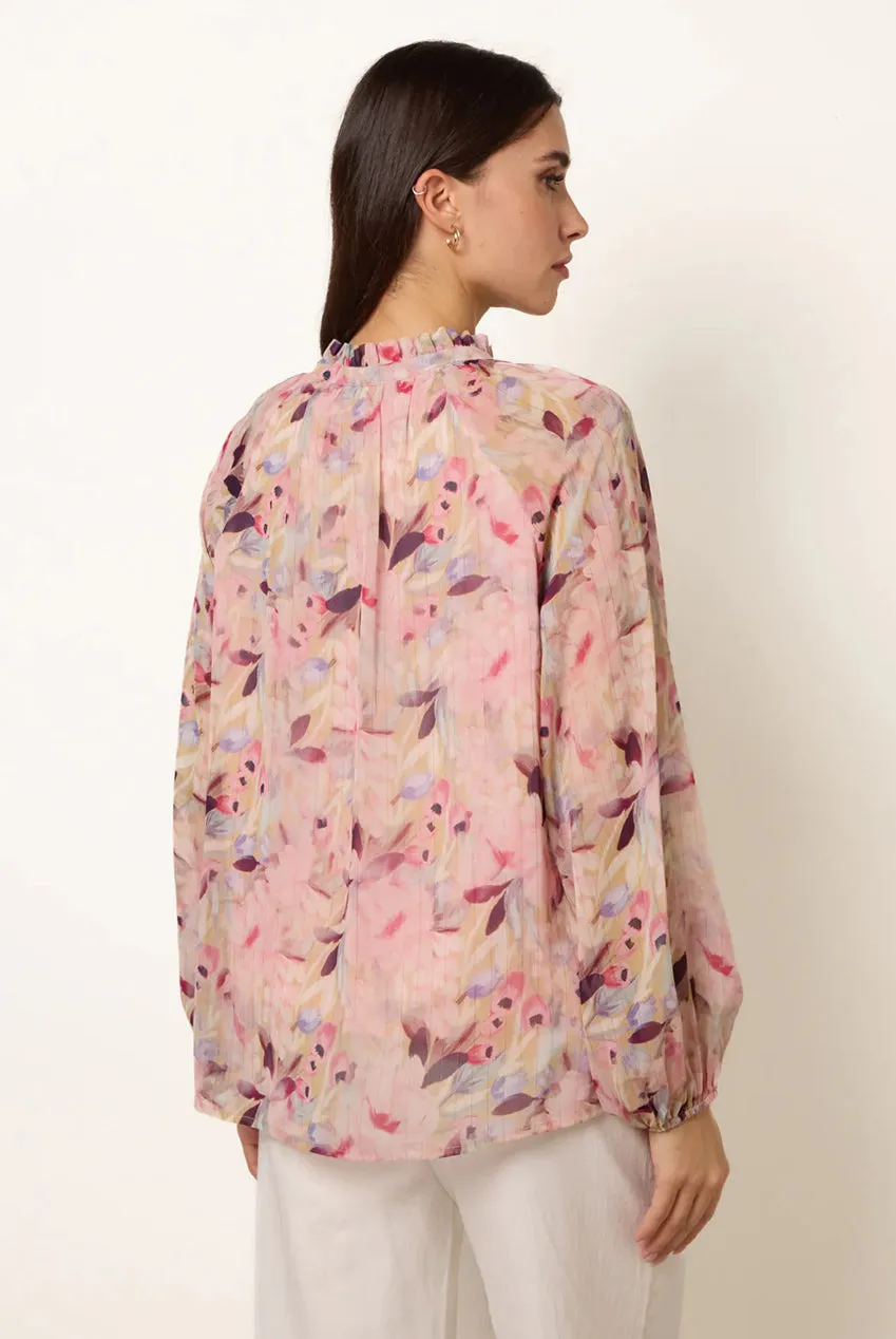 Blue Vanilla Watercolour camicia floreale rosa poliestere