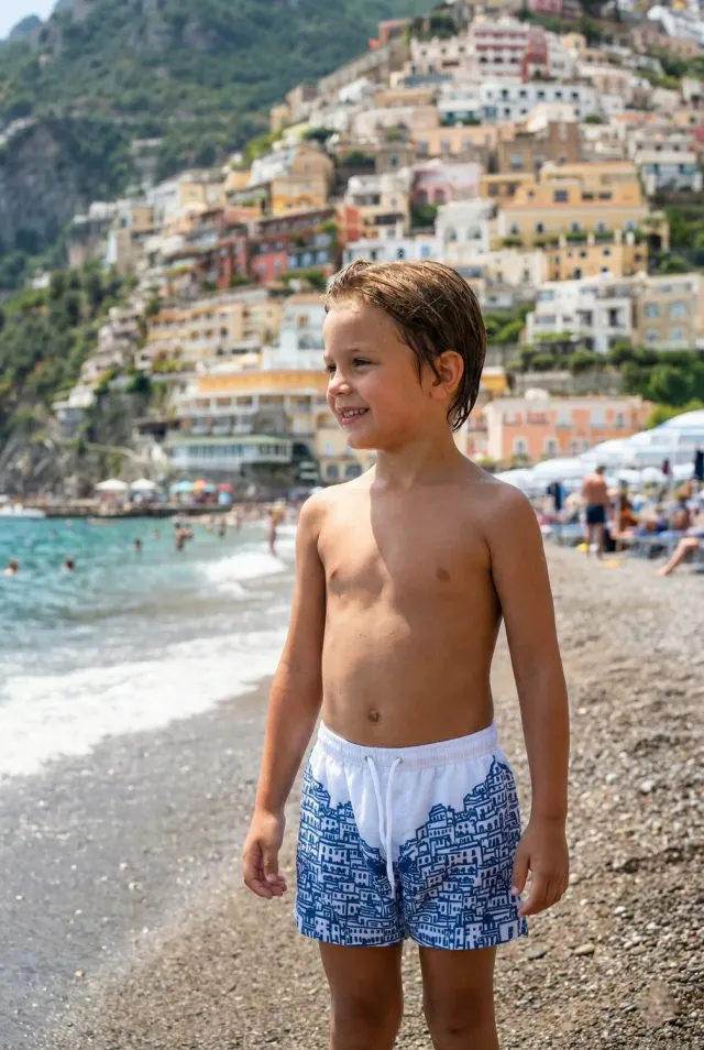 Antica Sartoria FW142 costume boxer blu bambino elasticizzato