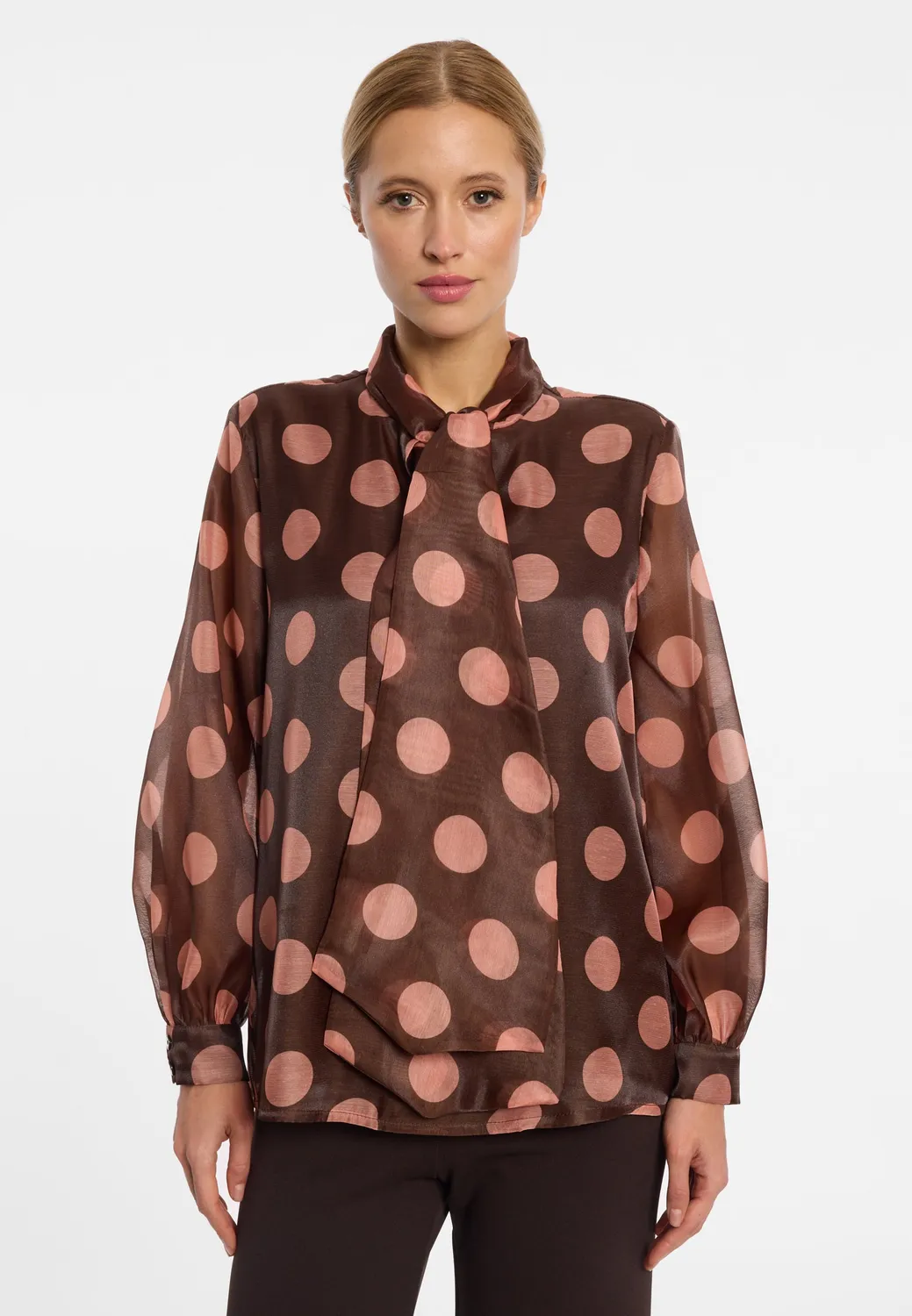 Ana Alcazar Eminy camicetta organza pois fiocco