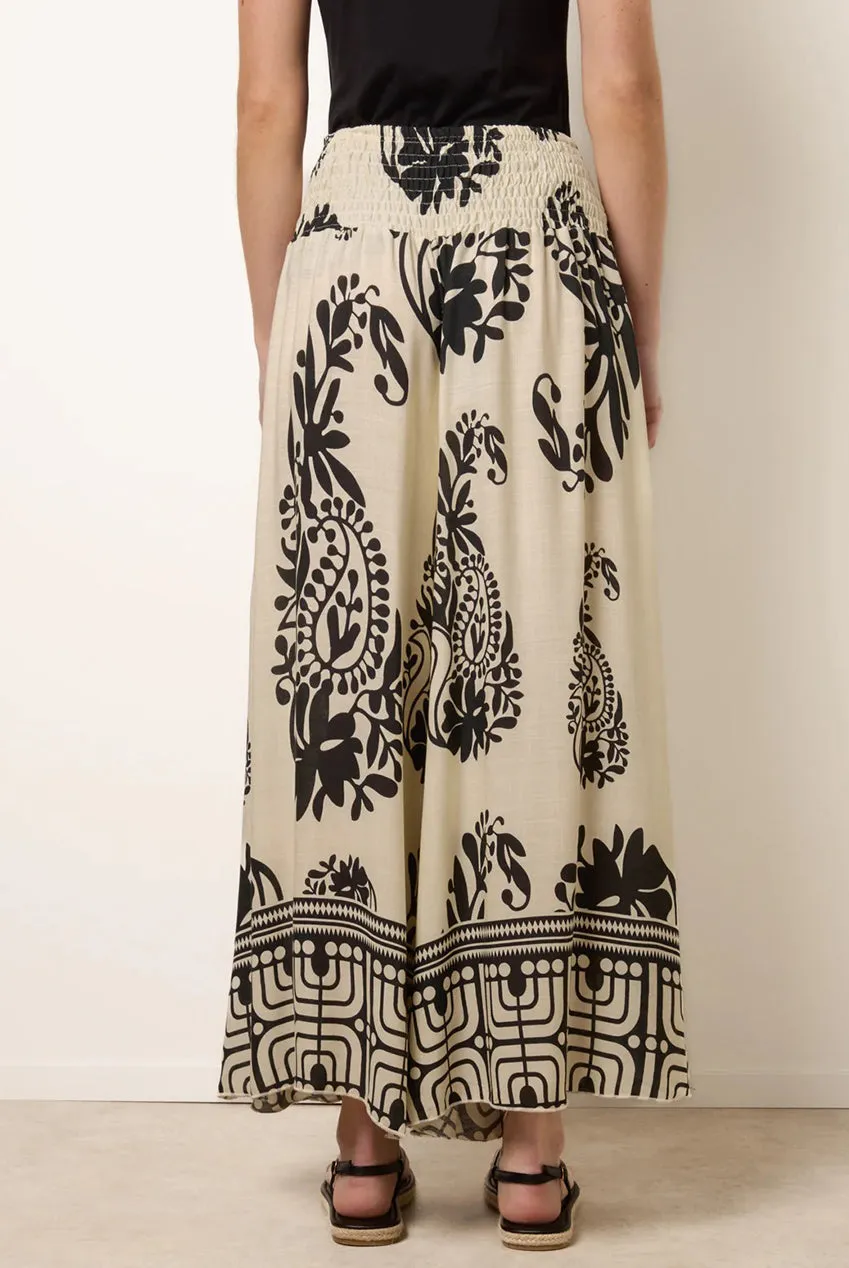 Blue Vanilla Extra Wide Leg pantaloni avorio fantasia